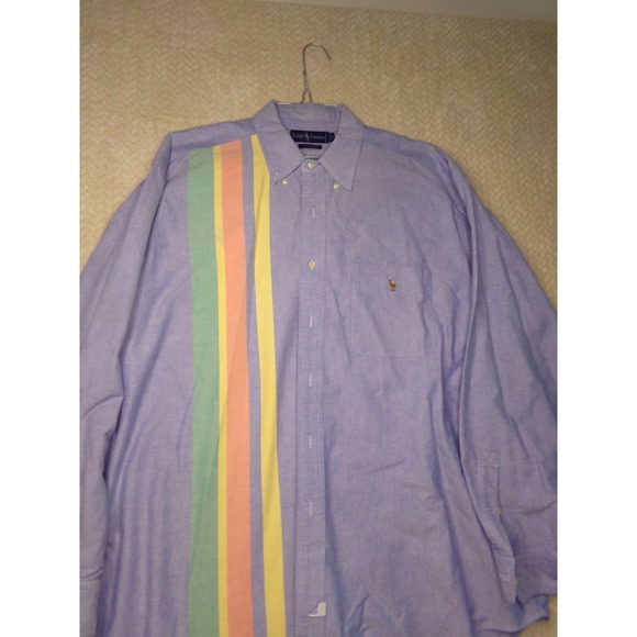 Ralph Lauren The Big Shirt Striped‎ Oxford Button Down Long Sleeve XL Retro - Picture 4 of 7